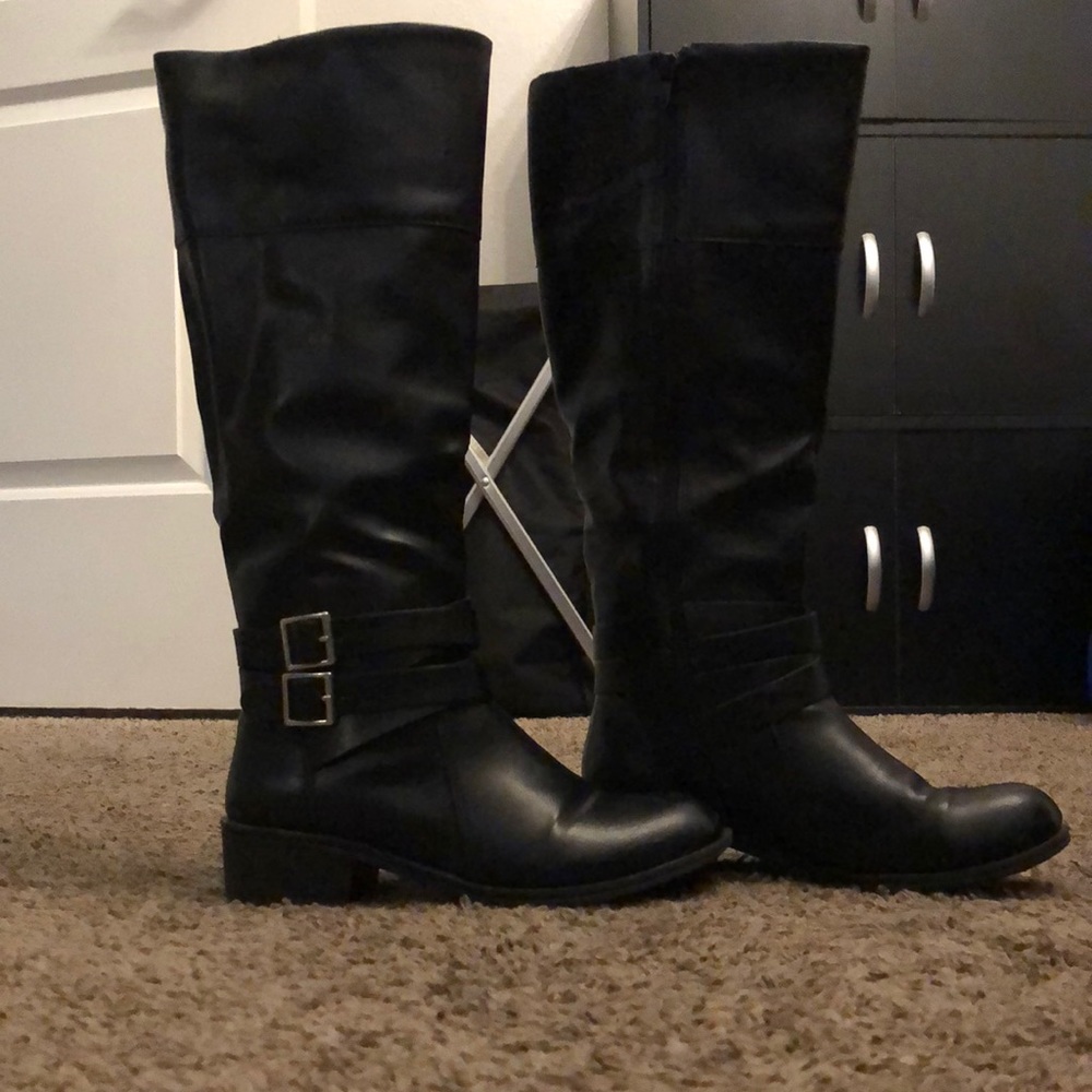 Black leather boots